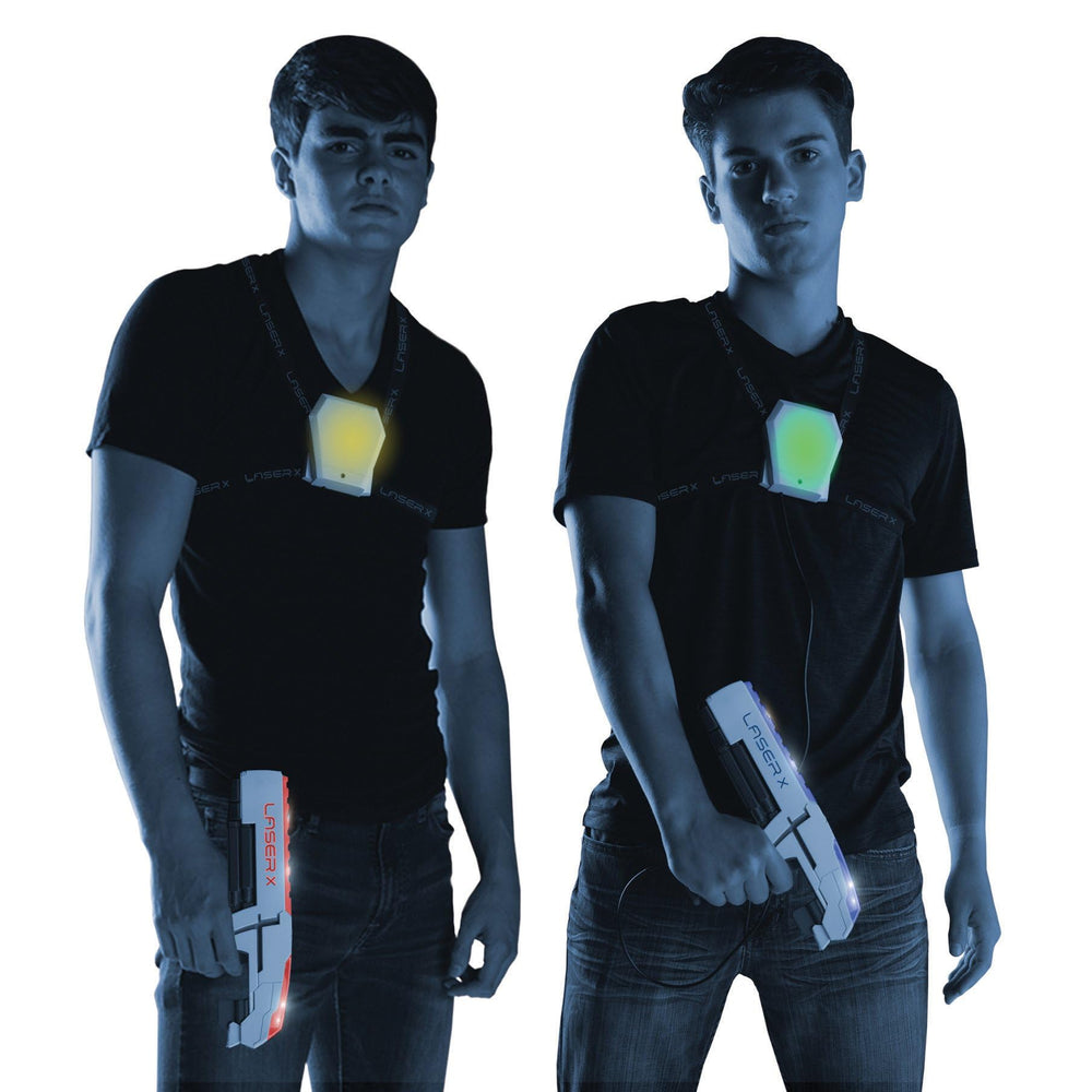 LASER X players wearing vests showcase team-based play on the field.