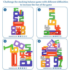 A child explores stacking and sorting with Lasoba number blocks in a classroom.