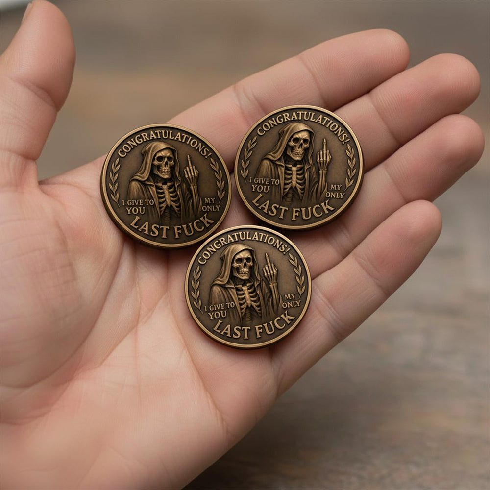 Last Fuck to Give Challenge Coin in solid copper with weighty tactile feel