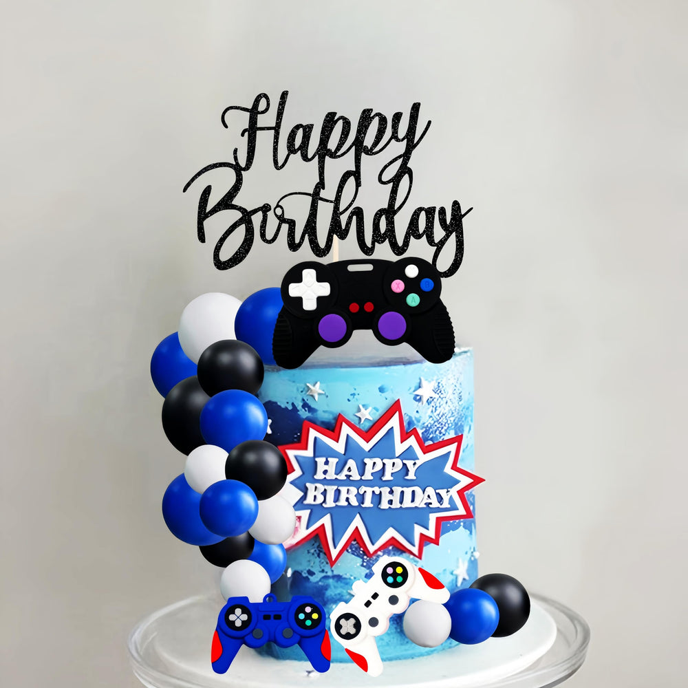 LAST HOE DOWN blue themed cake topper close up for striking detail