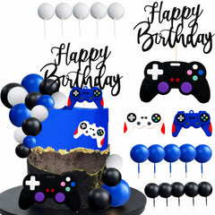 LAST HOE DOWN video game cake topper blue controller enhances gamer birthday cake