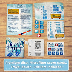 LAST RUN travel pouch keeps game pieces organized.