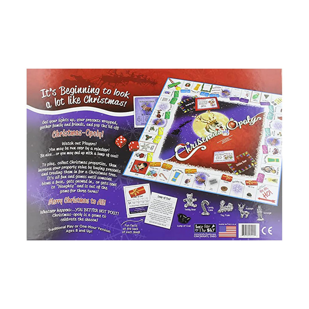 Late for the Sky Christmas-Opoly lump of coal square adds playful penalty moments