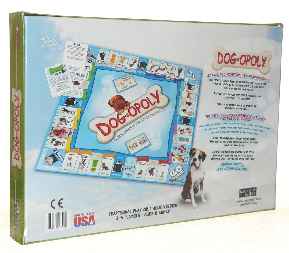 Late for the Sky Dog-Opoly dog houses and tokens for canine themed gameplay
