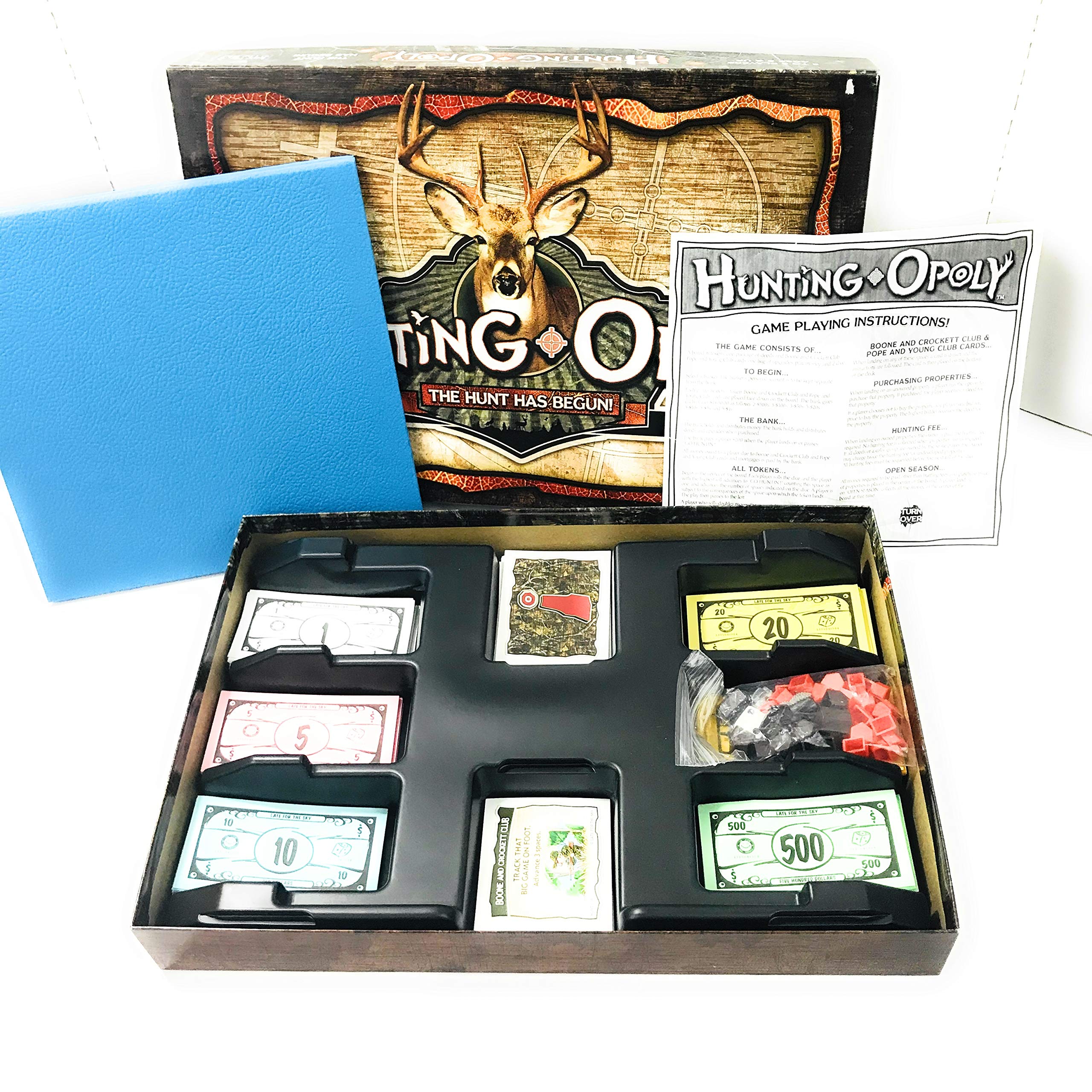 Late for the Sky Hunting-Opoly cabin property deed showcases premium cabin themes.