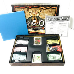 Late for the Sky Hunting-Opoly cabin property deed showcases premium cabin themes.