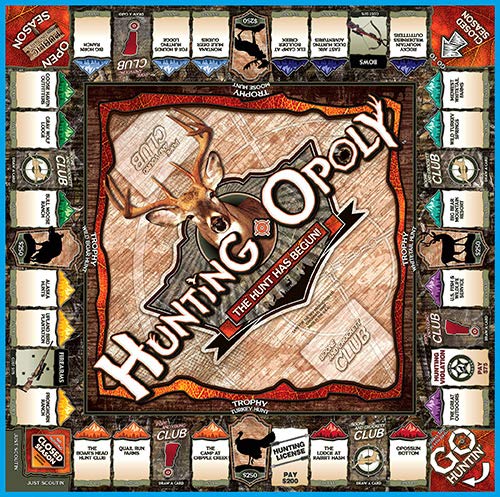 Late for the Sky Hunting-Opoly lodge property deed highlights premium lodge layouts.