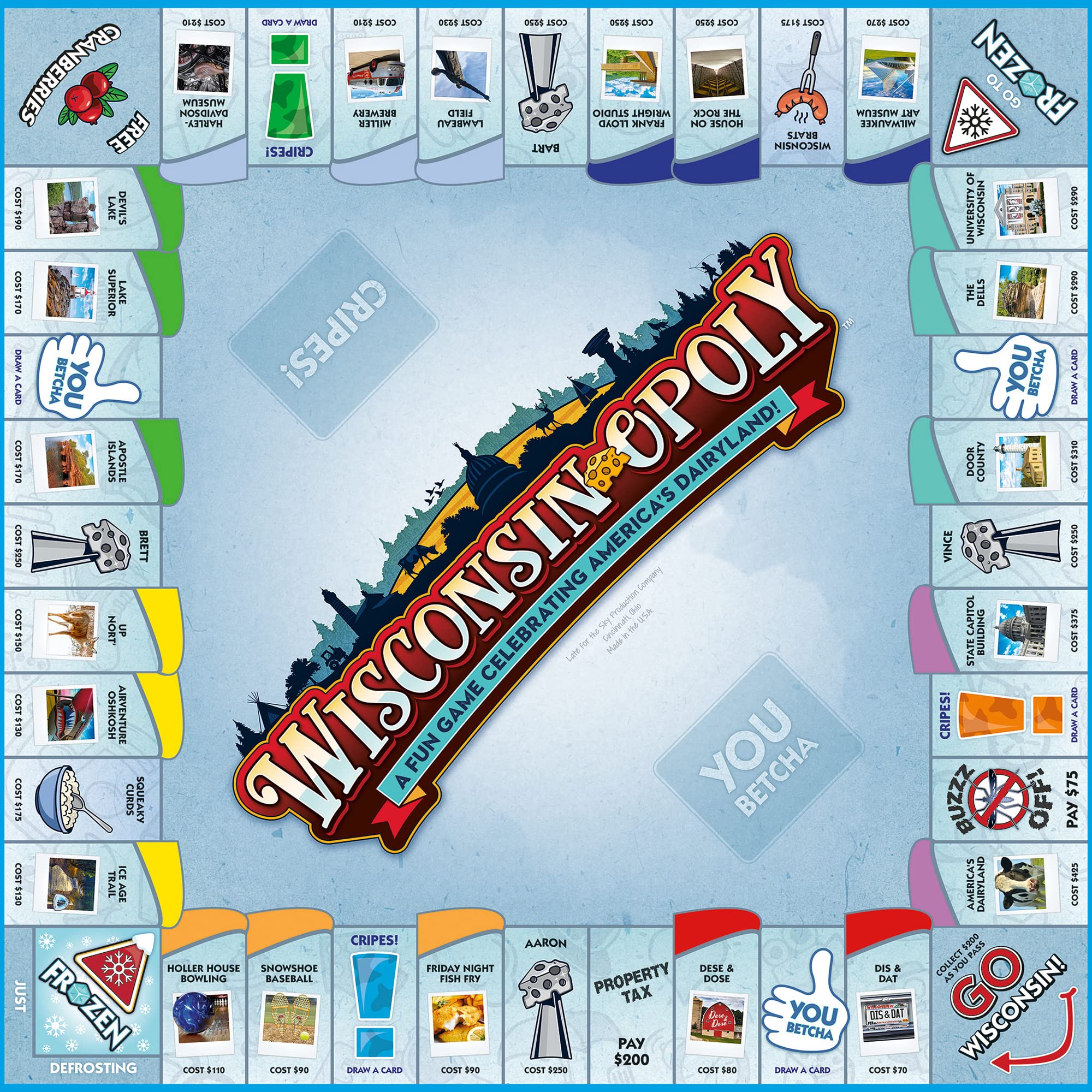Late for the Sky Wisconsin-opoly paper money for quick, replay-friendly transactions.