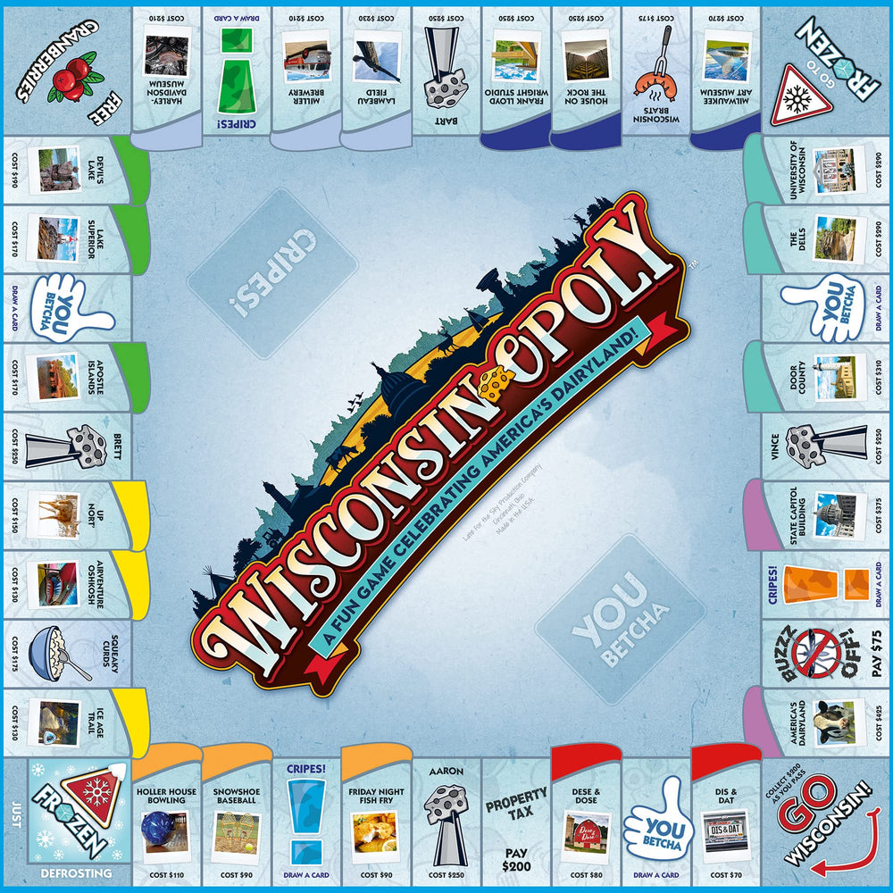 Late for the Sky Wisconsin-opoly paper money for quick, replay-friendly transactions.