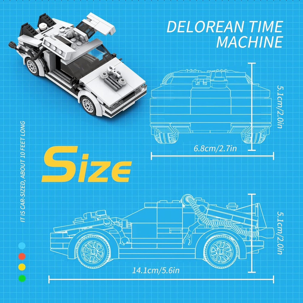 Latephiy Delorean building set compatible with most blocks supports custom builds.