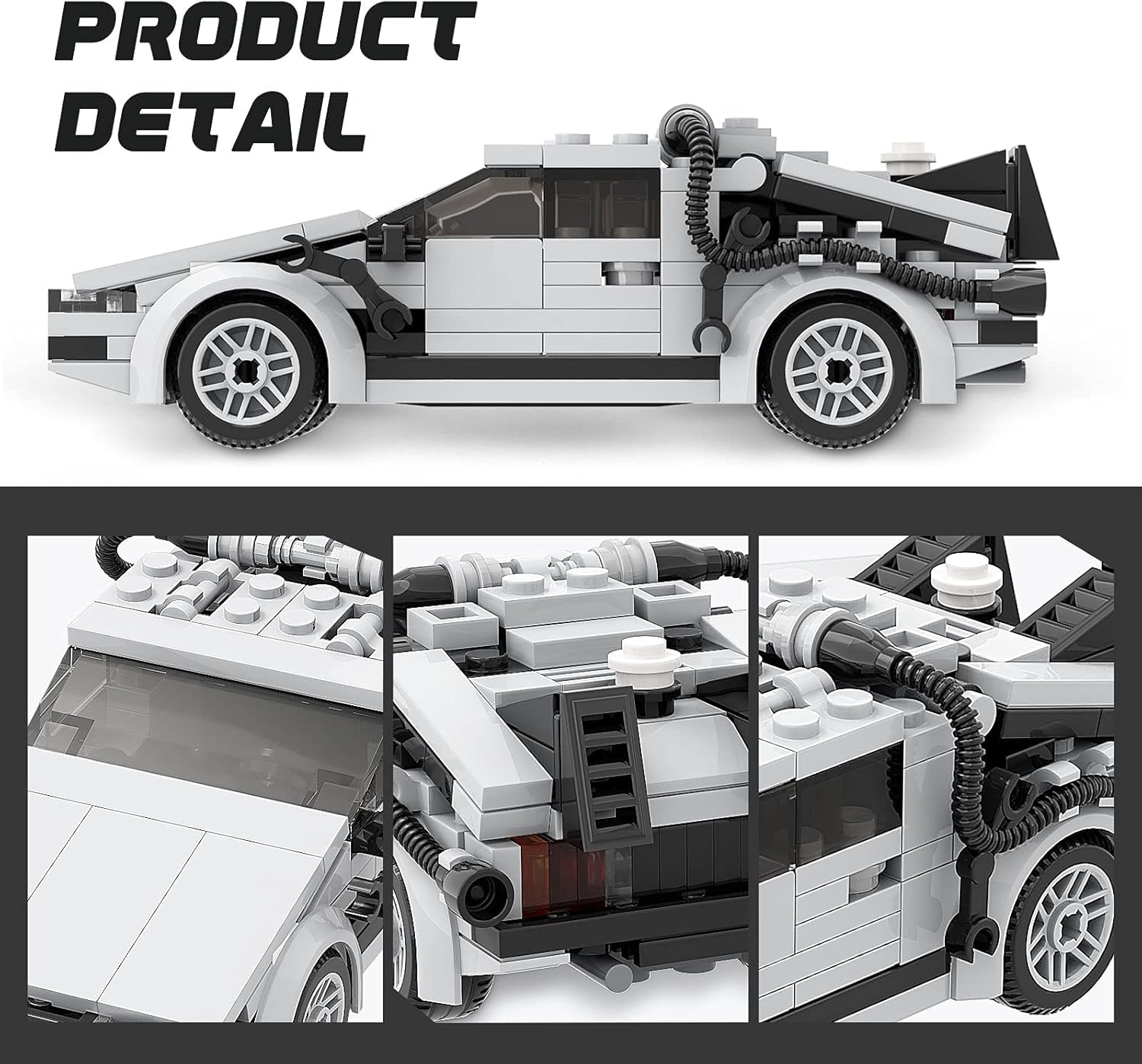 Latephiy Delorean Time Machine opening doors display-ready detail for collectors.