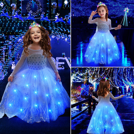 Latocos light up princess dress wig and crown showcase a complete cosplay set for pretend play