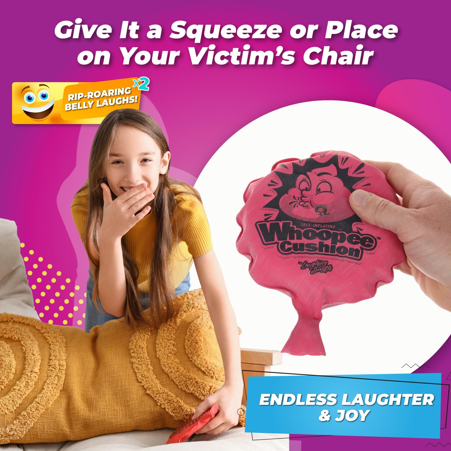 Laughing Smith whoopie cushion gift idea for playful parties and birthdays.
