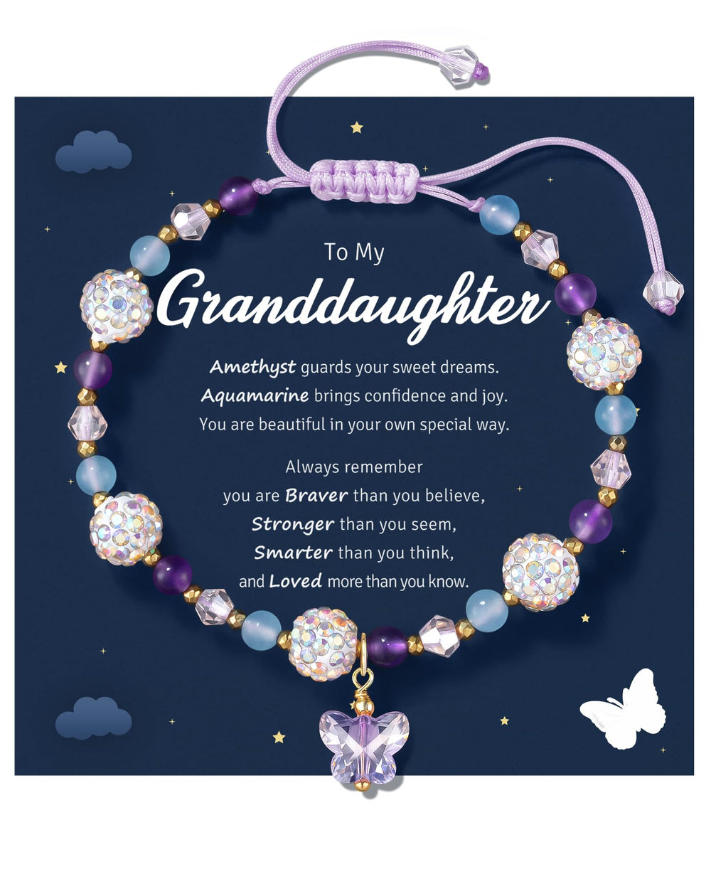 LAVEIR granddaughter butterfly bracelet close-up showing the charm and color tones
