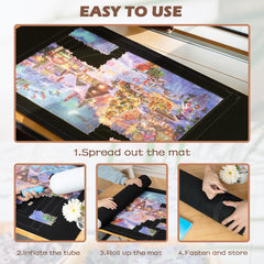 Inflatable tube included with Lavievert puzzle mat for easy storage