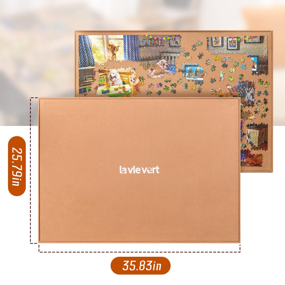 Lavievert jigsaw board is 90.64 by 64.5 cm for up to 1500 pieces
