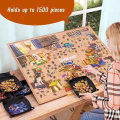 Lavievert jigsaw board soft flannelette cover protects pieces during handling