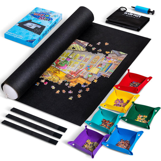Lavievert jigsaw mat roll-up on table for quick setup and sorting