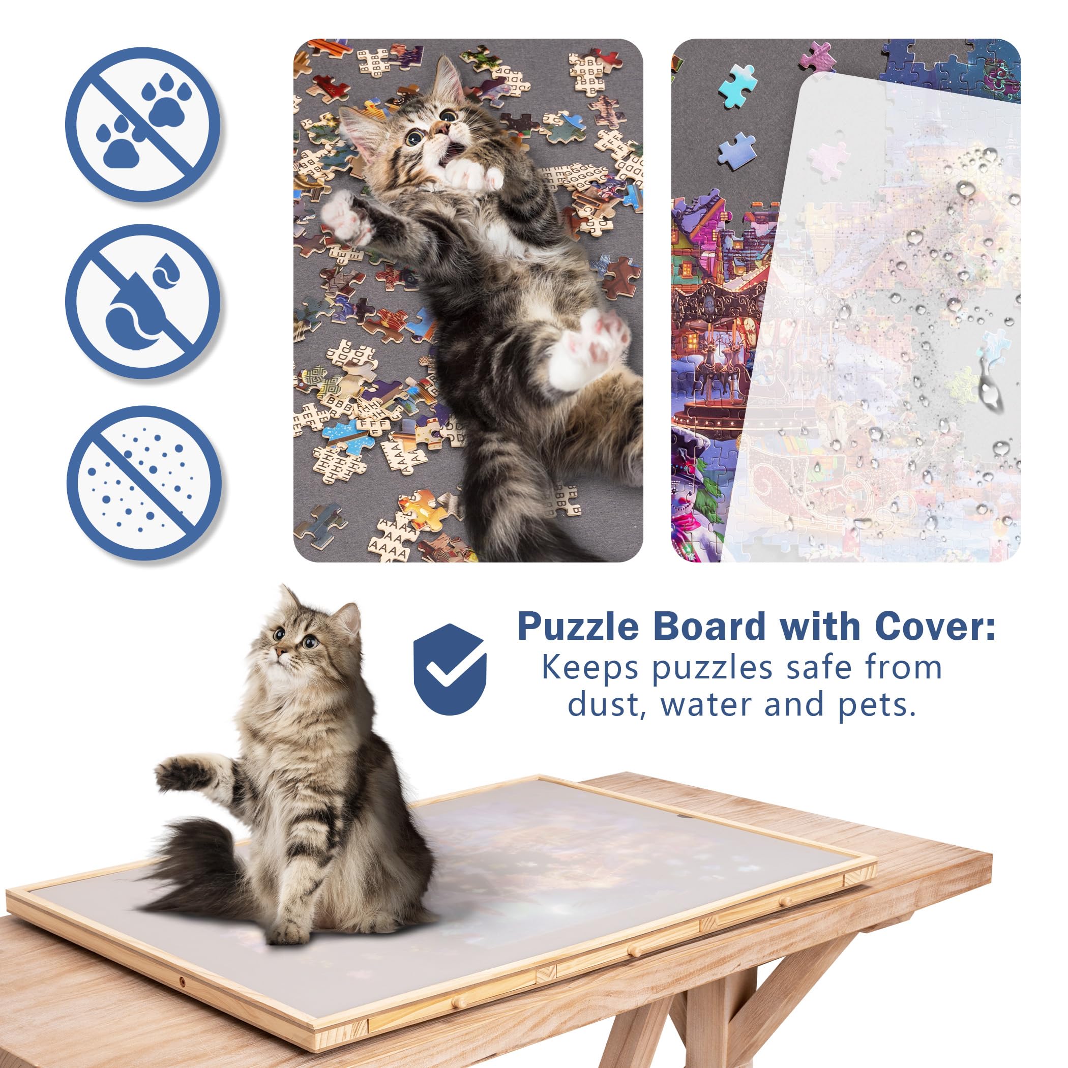 Lavievert puzzle surface accommodates up to 1,500 pieces on a roomy 90 by 62 cm area.