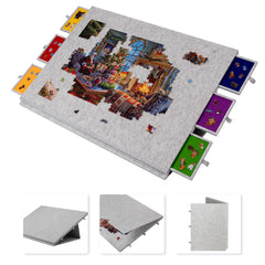 Lavievert puzzle table with stand and cover shows organized workspace and dust protection.