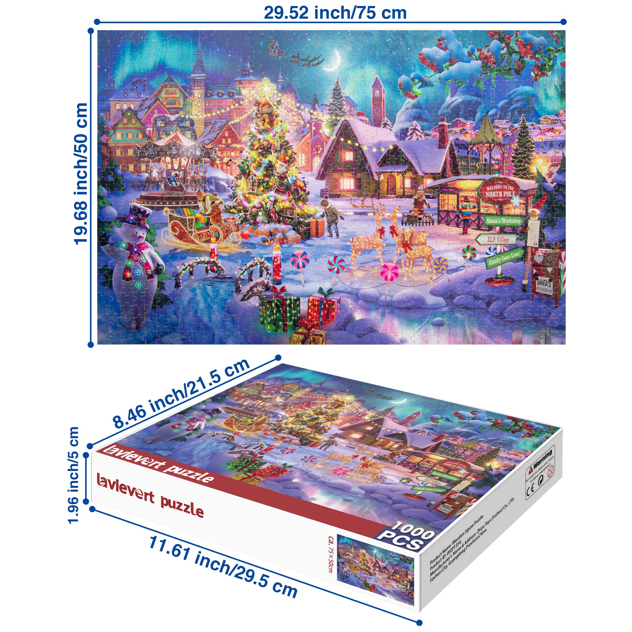 Lavievert 1000-piece wooden puzzle shows a Snowman for calm, focused leisure.
