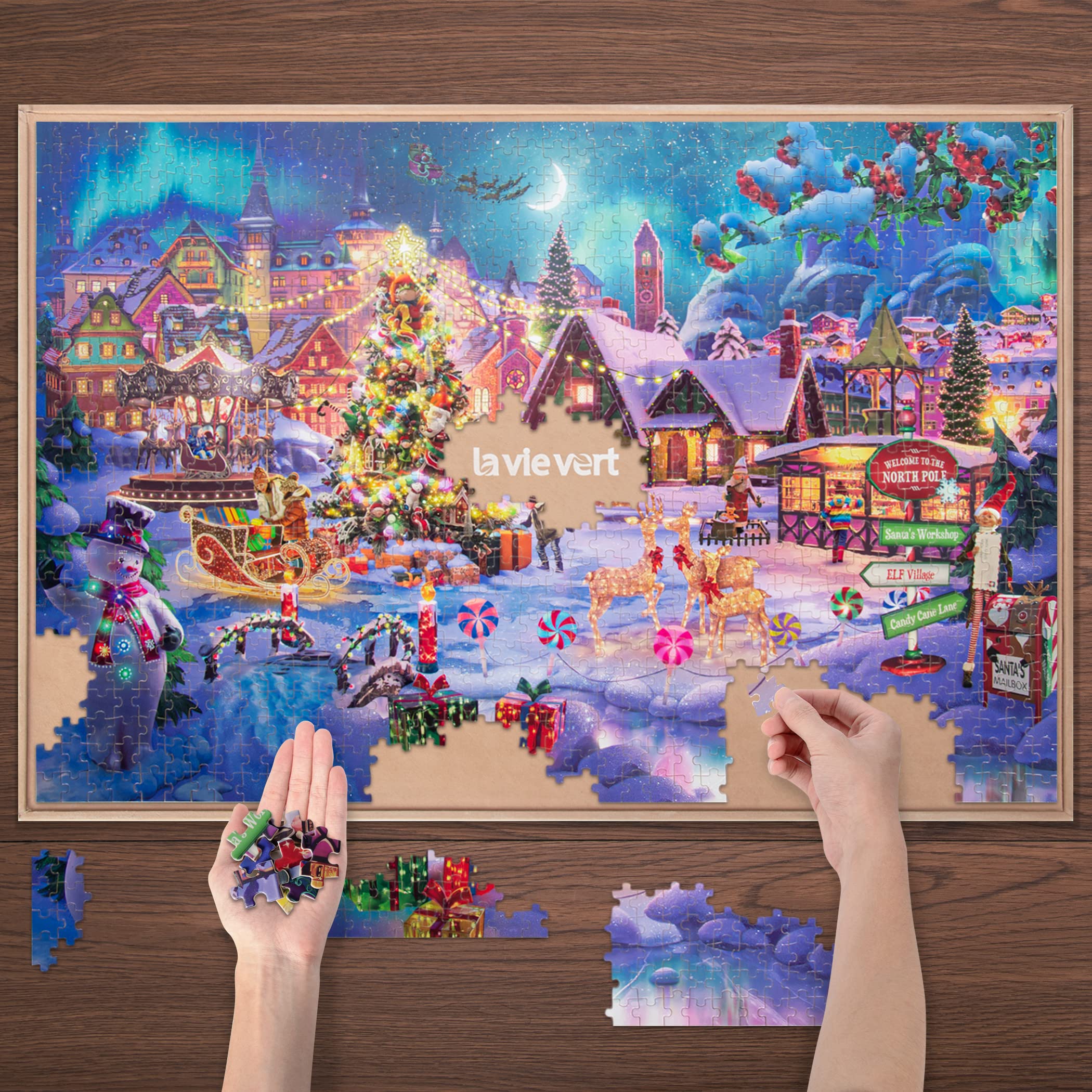 Premium Lavievert wooden 1000-piece puzzle with non-toxic, odorless finish for safe use.