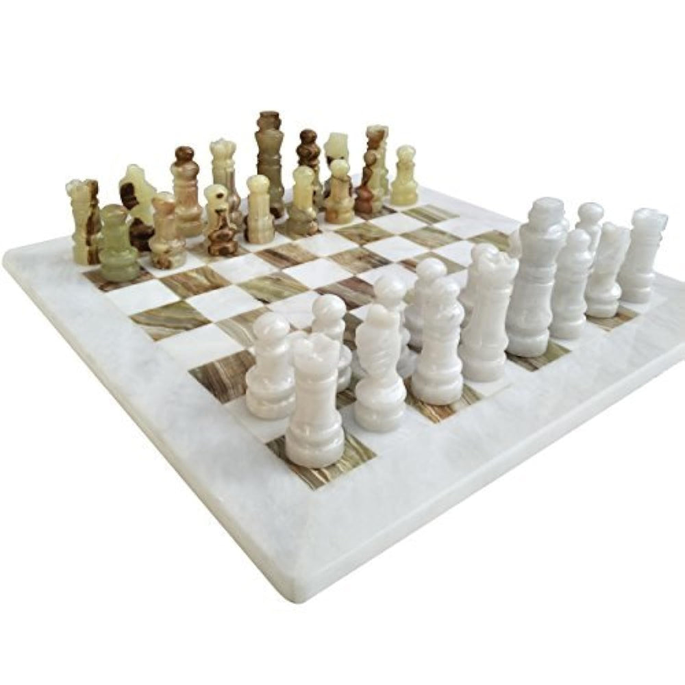 LAVISH CHESS SETS onyx marble board close-up highlighting premium craftsmanship for home decor.