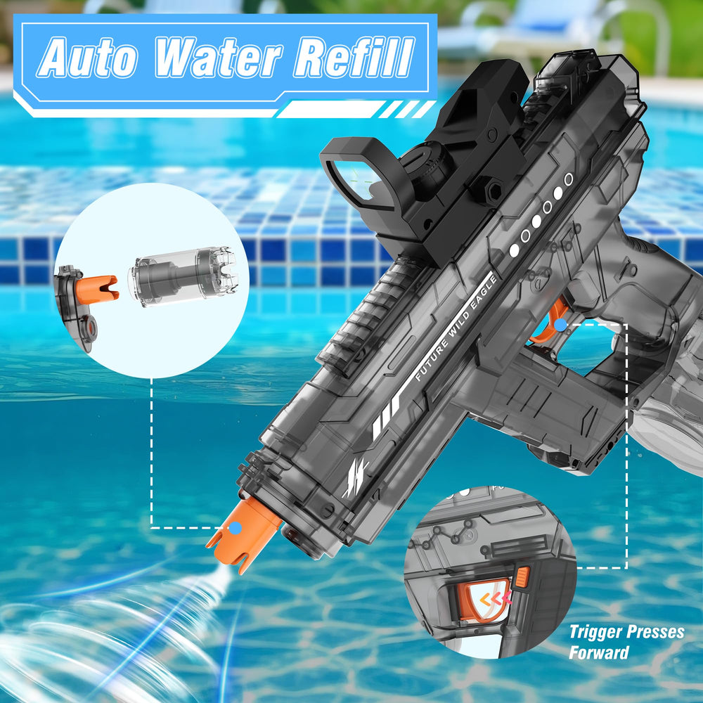 Lawdiey electric water gun extended battery life for hours.