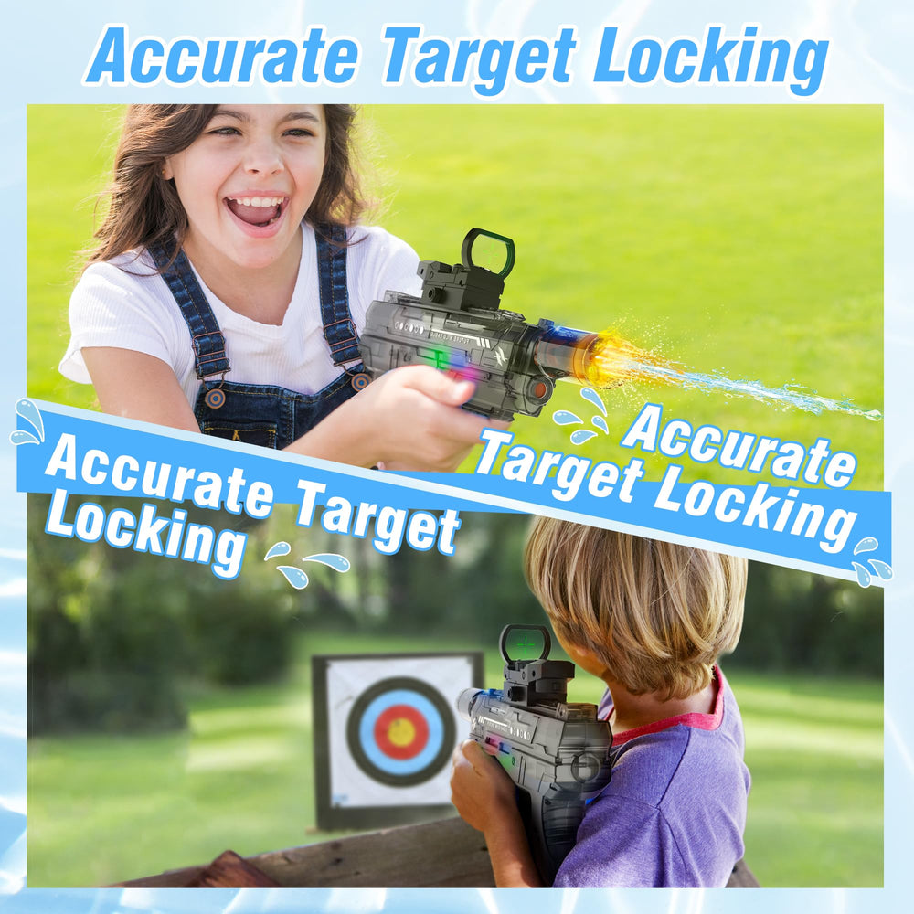 Lawdiey electric water gun shows muzzle flame light for exciting night play.