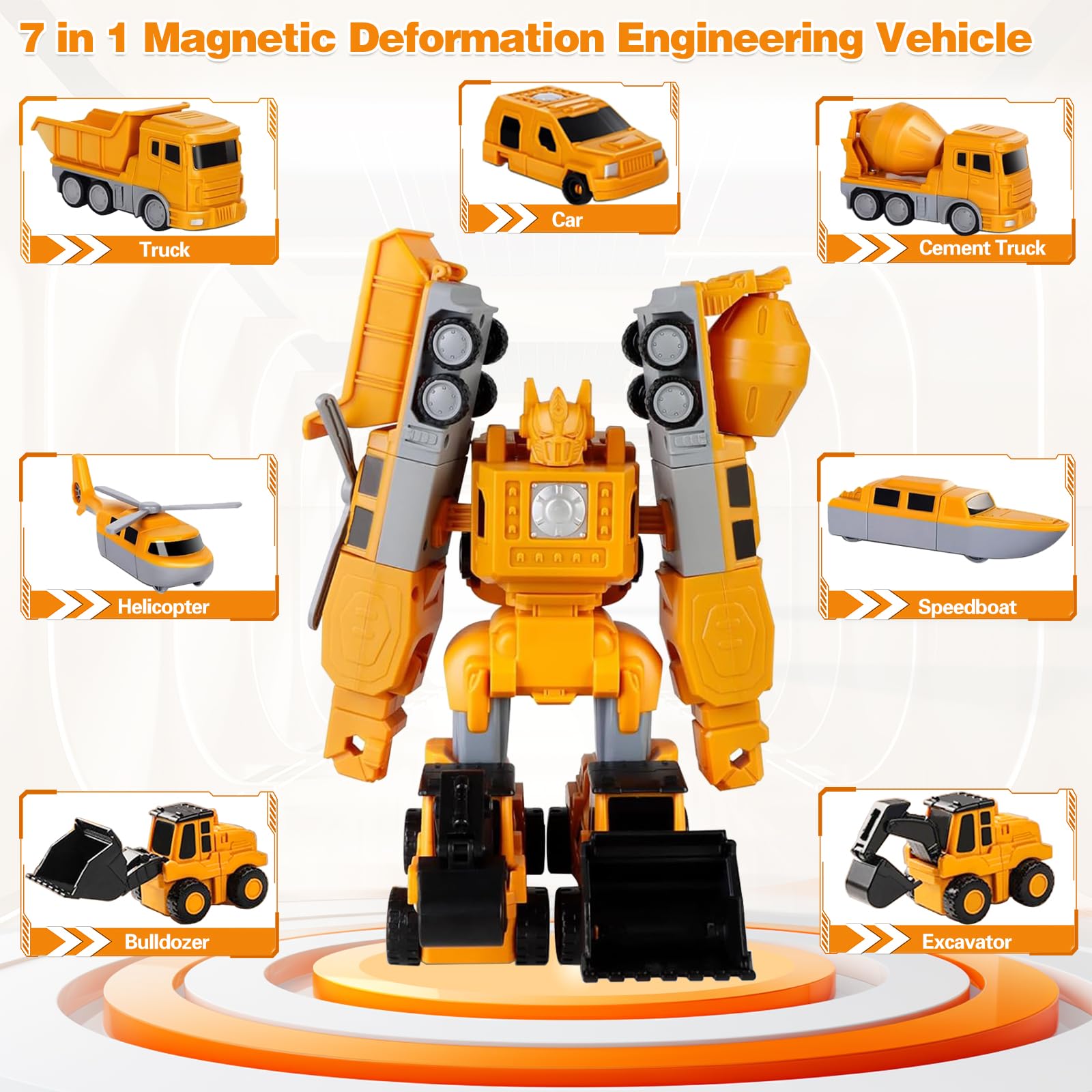 Lawfig Magnetic Transform 8-vehicle set encourages imaginative play and problem solving
