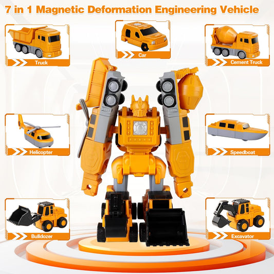 Lawfig Magnetic Transform 8-vehicle set encourages imaginative play and problem solving