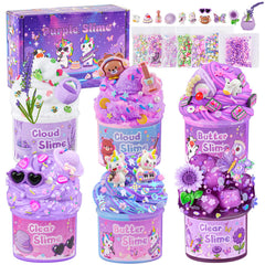 LAWOHO 6-pack slimes hero image for vibrant sensory play and party favors.