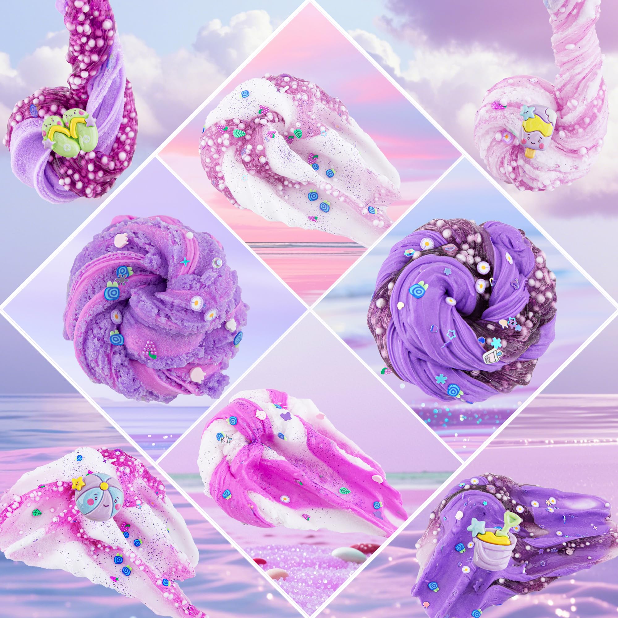 LAWOHO beach charms included for themed slime designs.