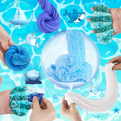LAWOHO blue crystal slime with bubbles for a clear, glossy look and squeezable fun.