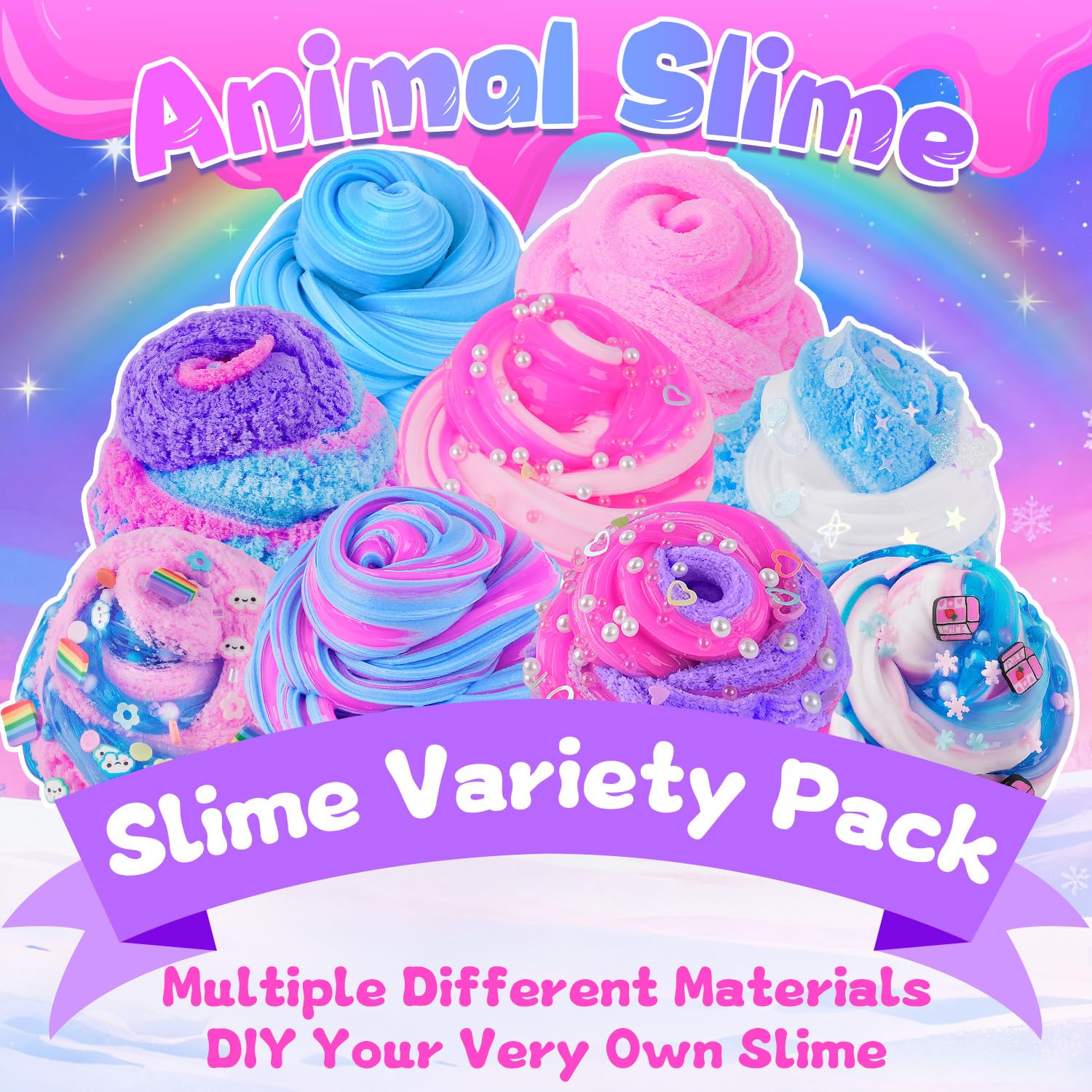 LAWOHO Cloud slime swirl reveals fluffy feel and snowflake-like stretch