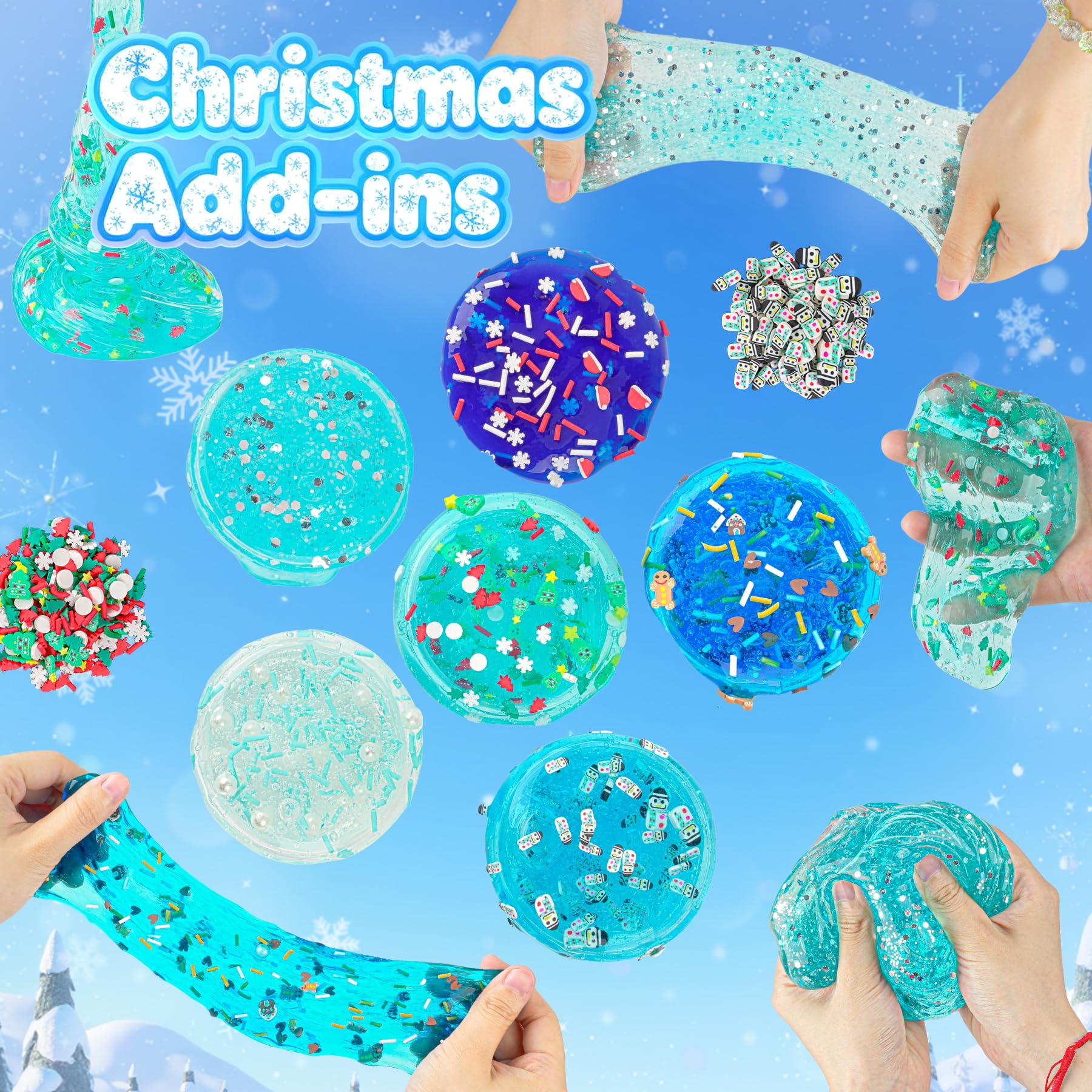 LAWOHO crystal slime 50ml bottles showcasing glossy, stretchy texture