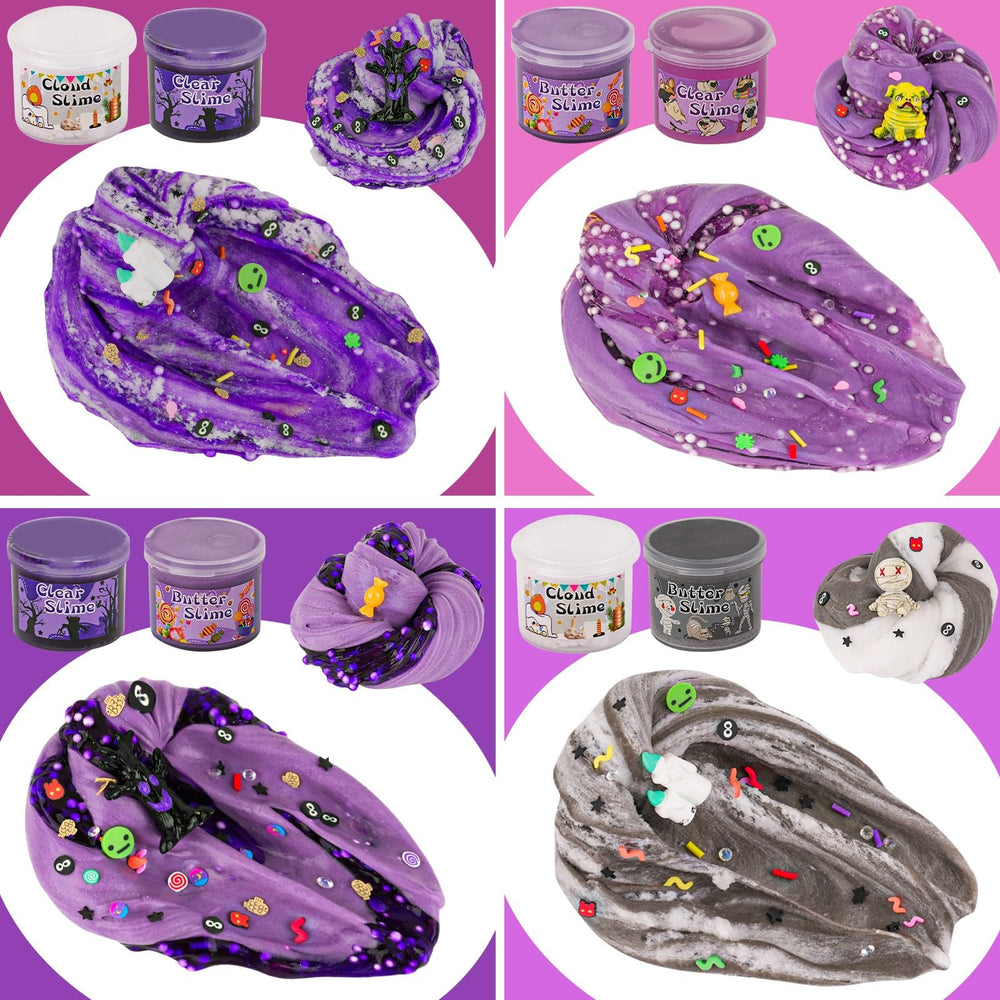 LAWOHO dark purple clear slime pack shows rich color during stretches.