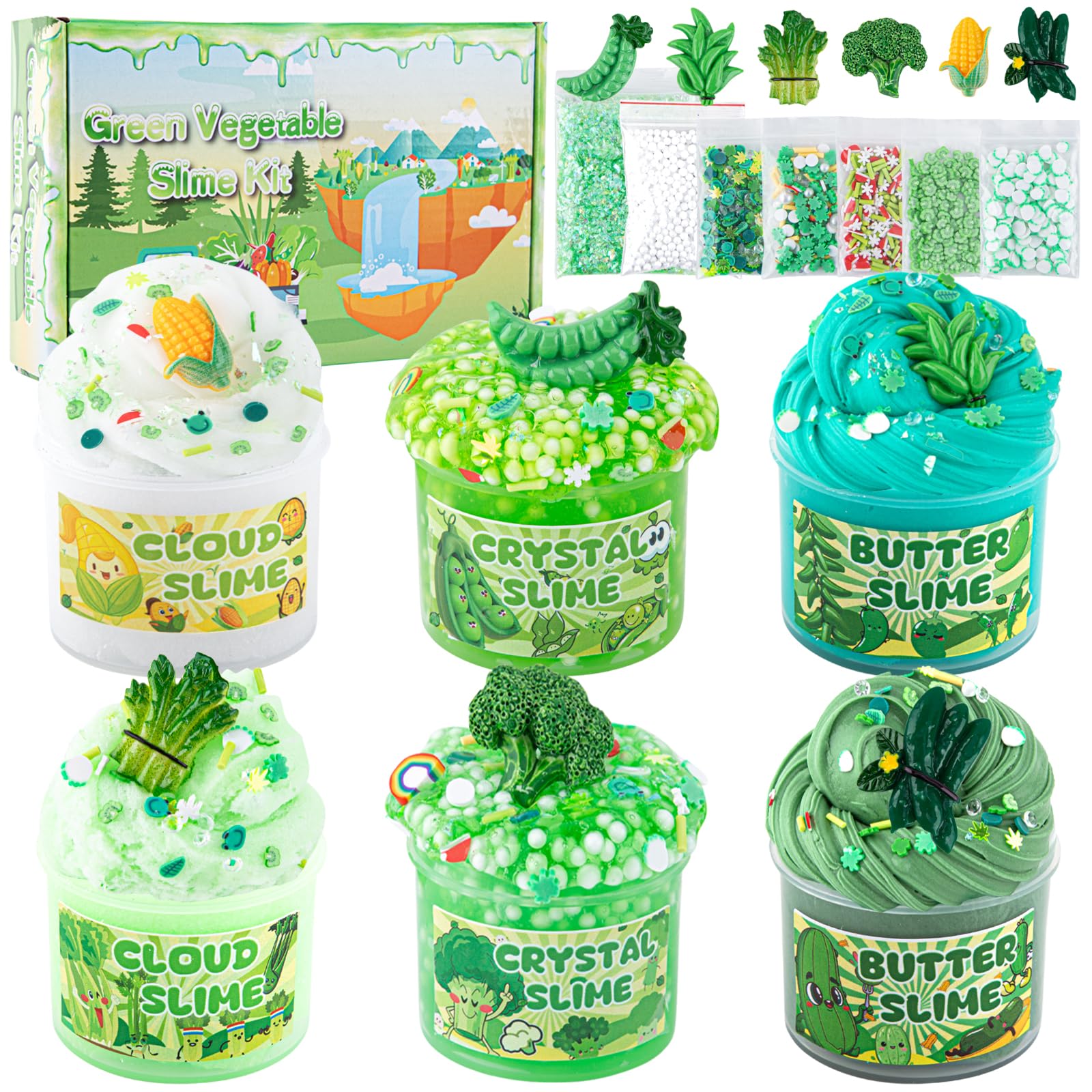 LAWOHO gradient green slime kit butter slime close-up showing soft texture for imaginative play