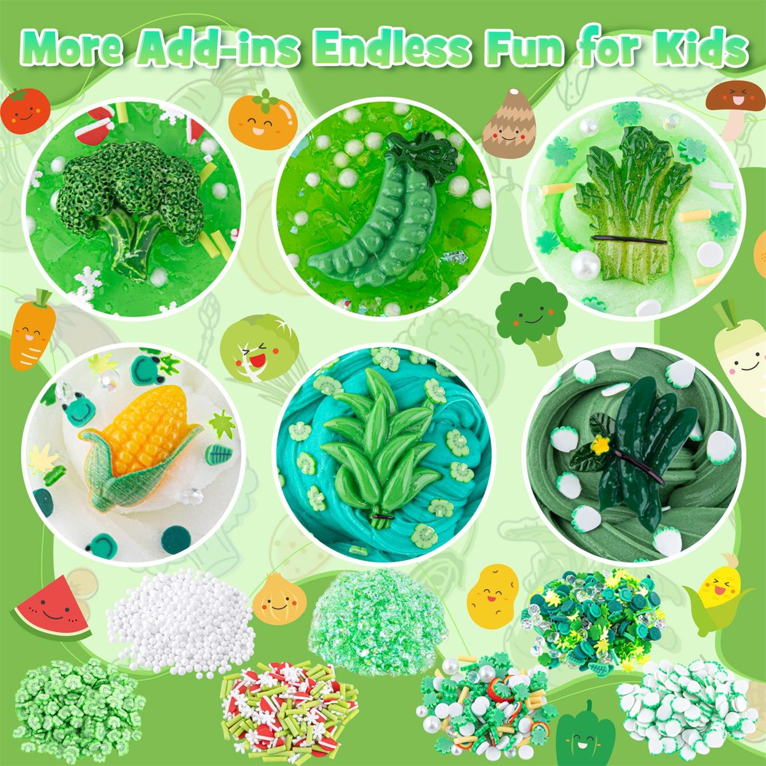 LAWOHO gradient green slime kit cloud slime close-up highlighting fluffy texture for sensory fun