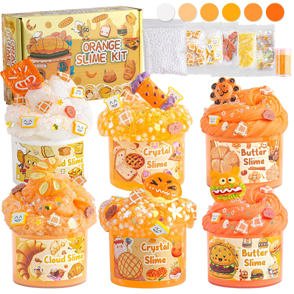 LAWOHO gradient orange slime kit front view with bread-theme packaging for inspiration