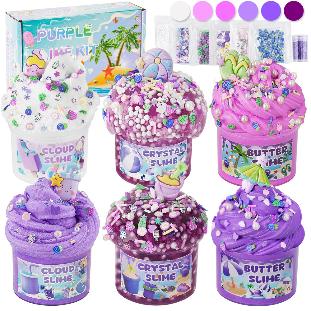 LAWOHO gradient purple slime kit packaging, ideal for gifting.