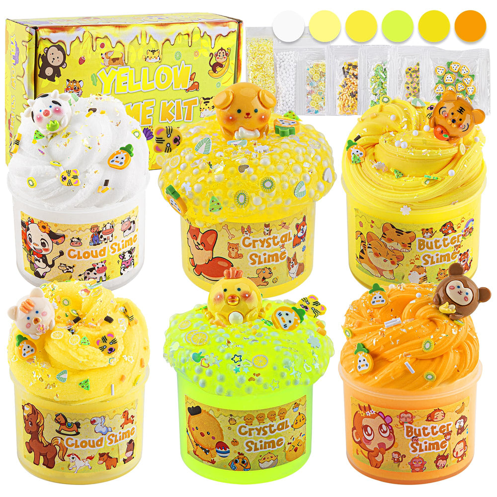 LAWOHO gradient yellow butter slime in hand for smooth, stretchable play.