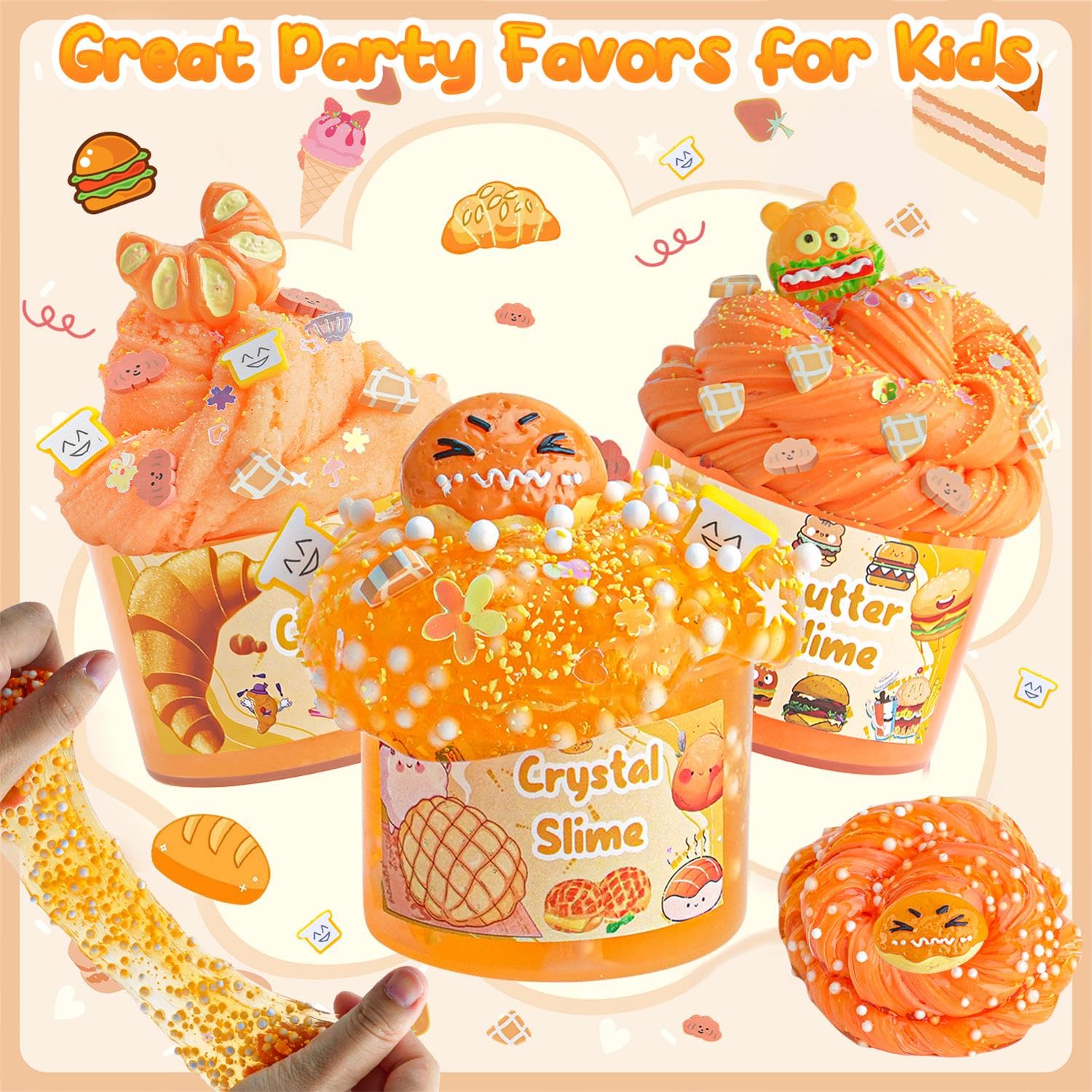 LAWOHO orange butter slime texture close-up highlighting soft, stretchable feel