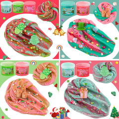 LAWOHO red-green cloud slime bottle shows fluffy stretch and slow draw