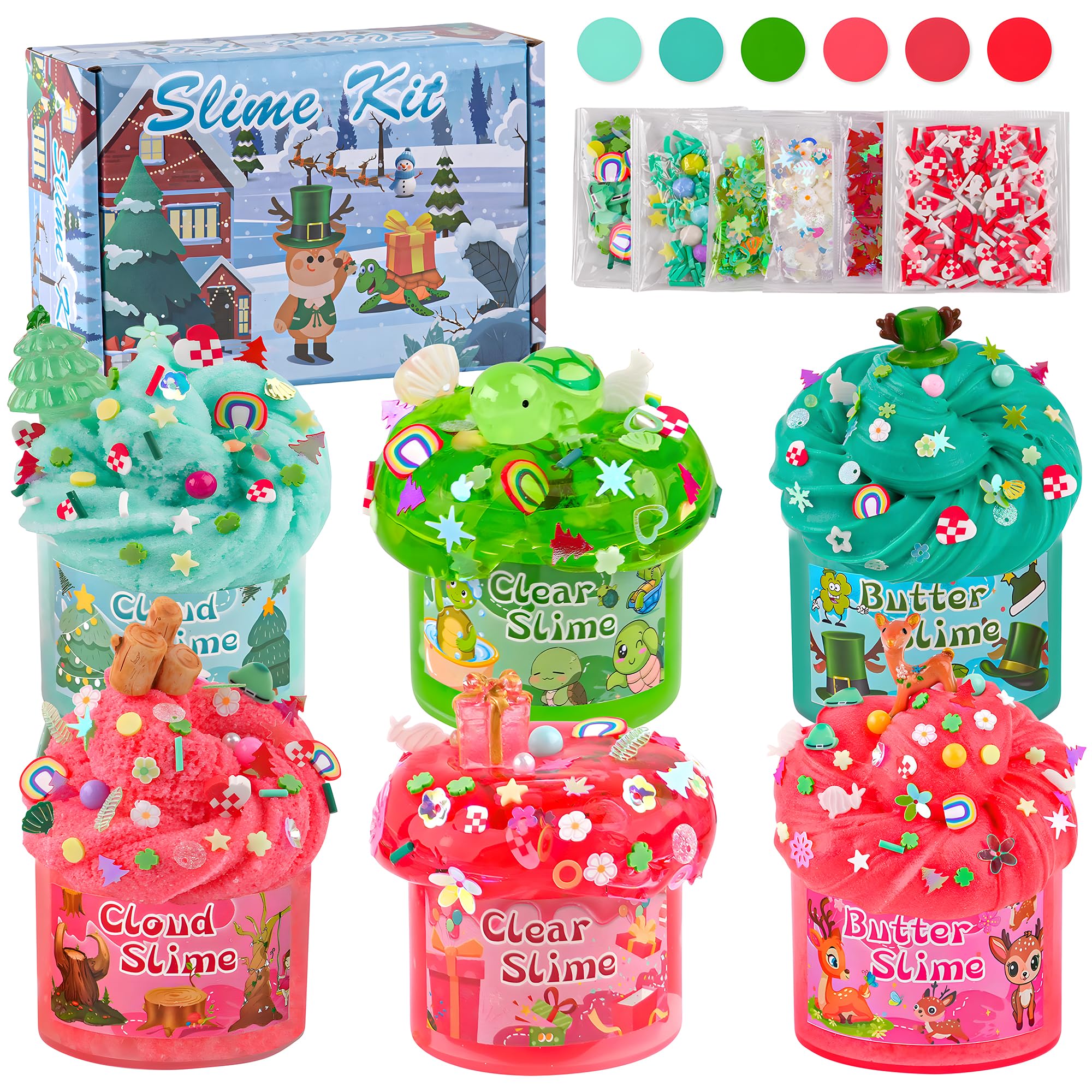 LAWOHO six-pack slime bottles arranged for creative play and learning