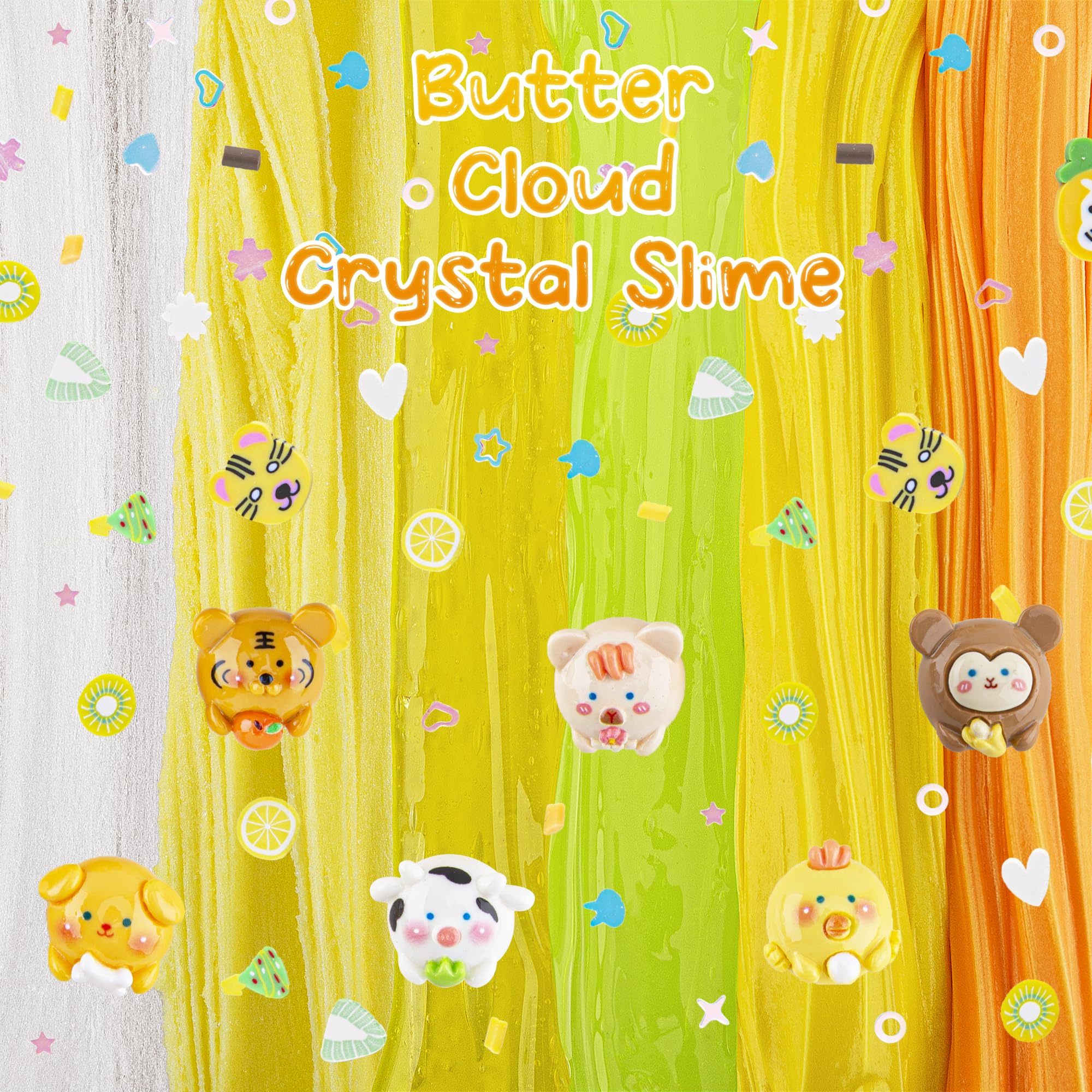 LAWOHO gradient yellow slime stretch with satisfying crackle sounds.
