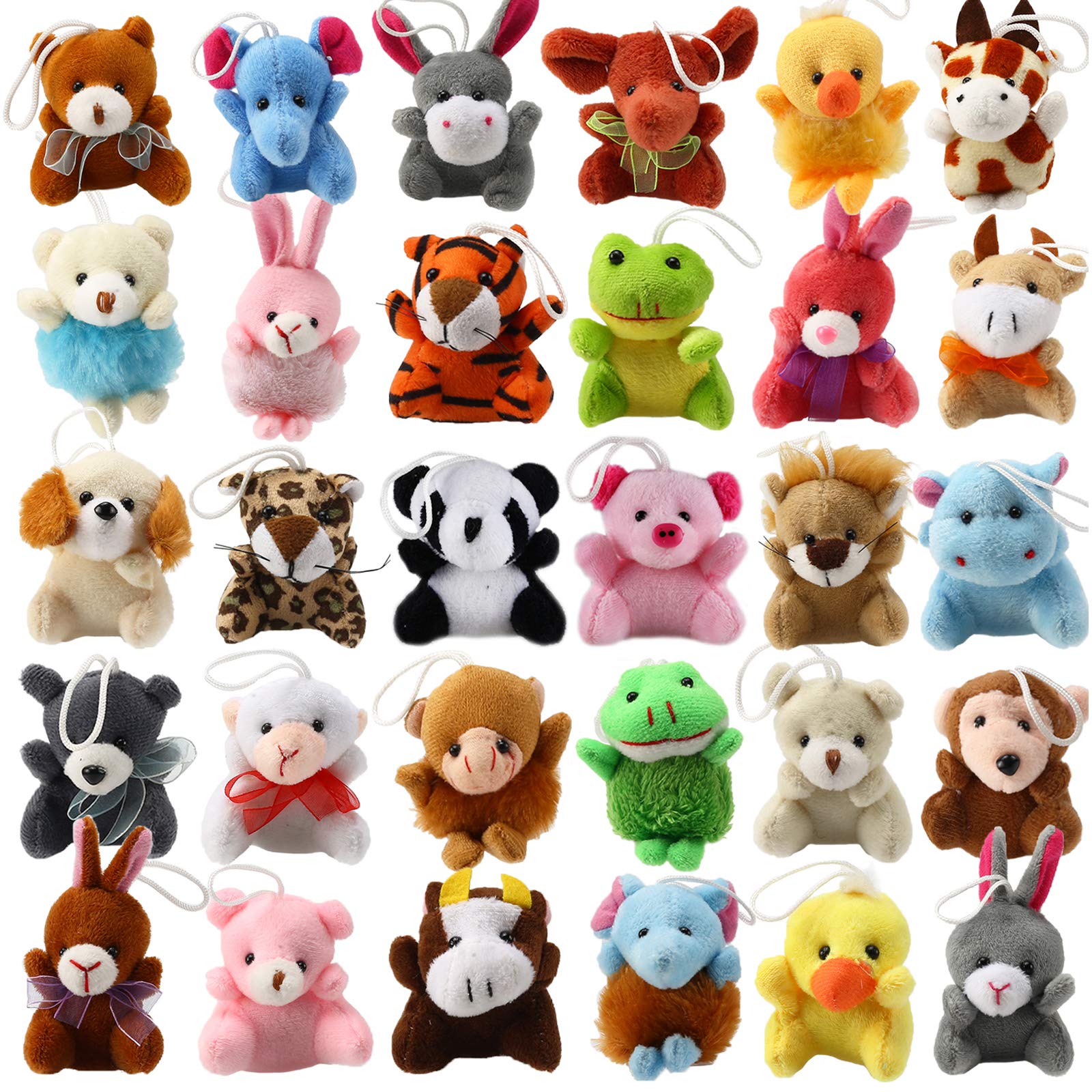 Laxdacee 32-piece mini plush set boxed, ideal as colorful party favors.