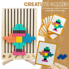Laynertoys Montessori pattern cards guide kids to recreate designs.