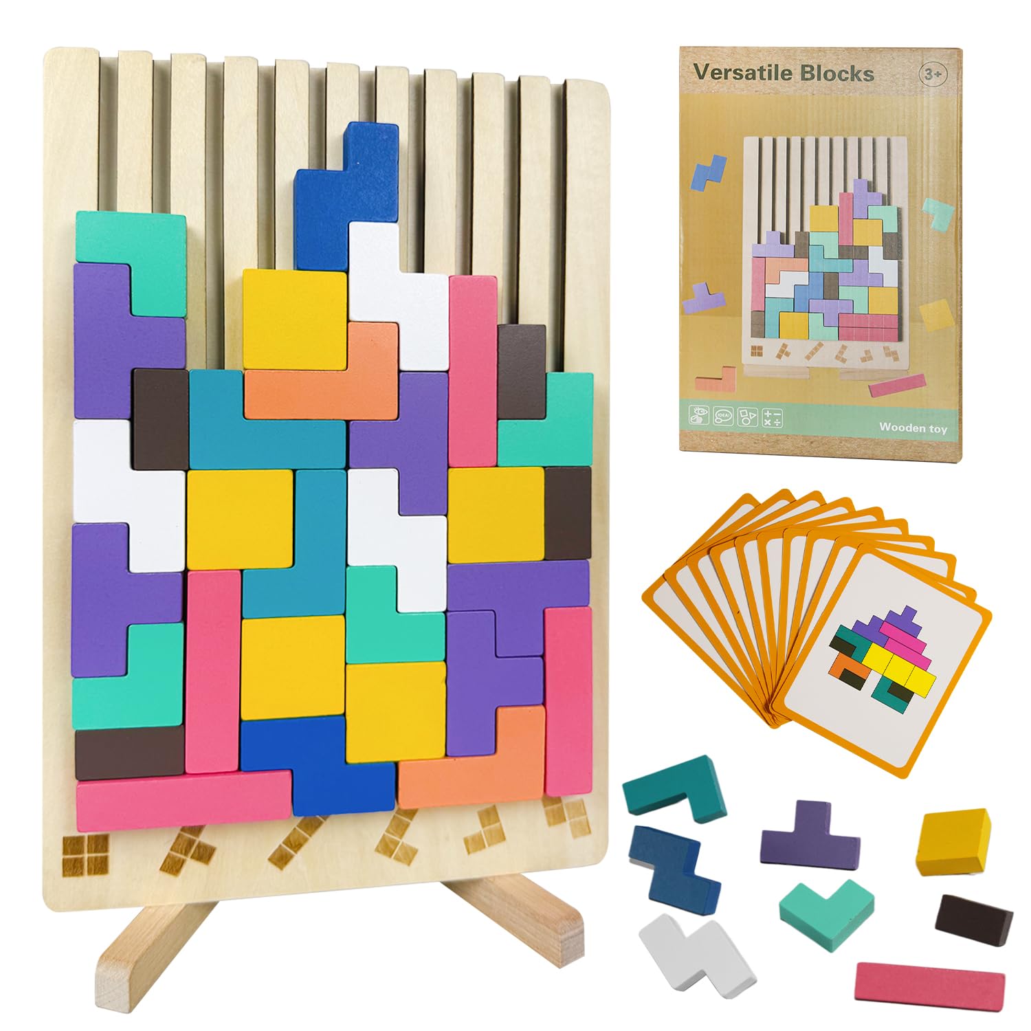 Laynertoys wooden stacking puzzle pieces for creative play and problem-solving.