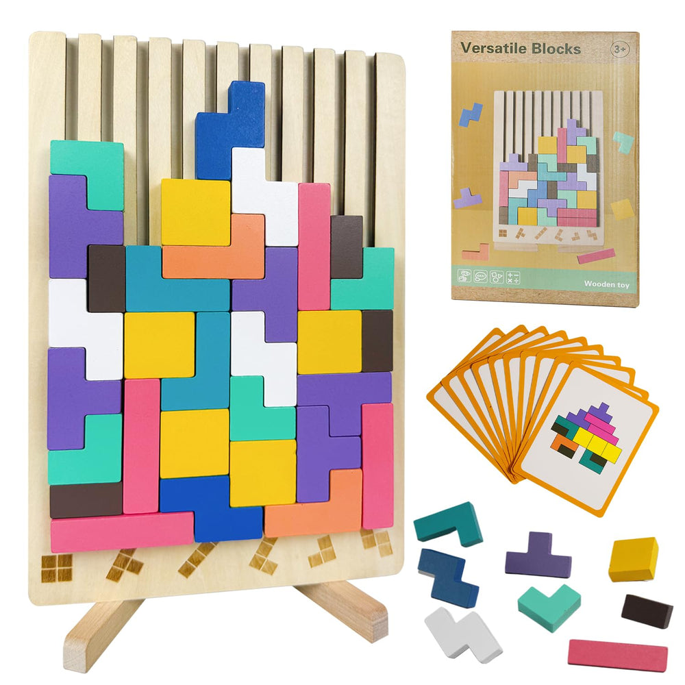 Laynertoys wooden stacking puzzle pieces for creative play and problem-solving.